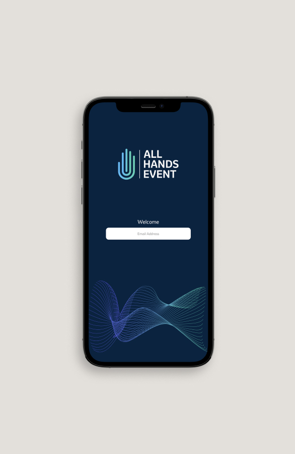 Iphone welcome log in page for the all hands event