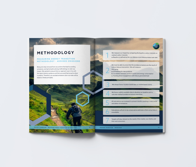an open brochure on a white background