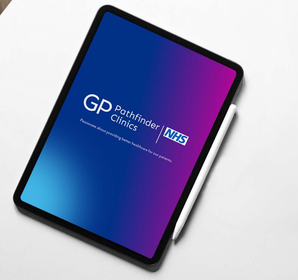 GP Pathfinder Clinic logo on an ipad