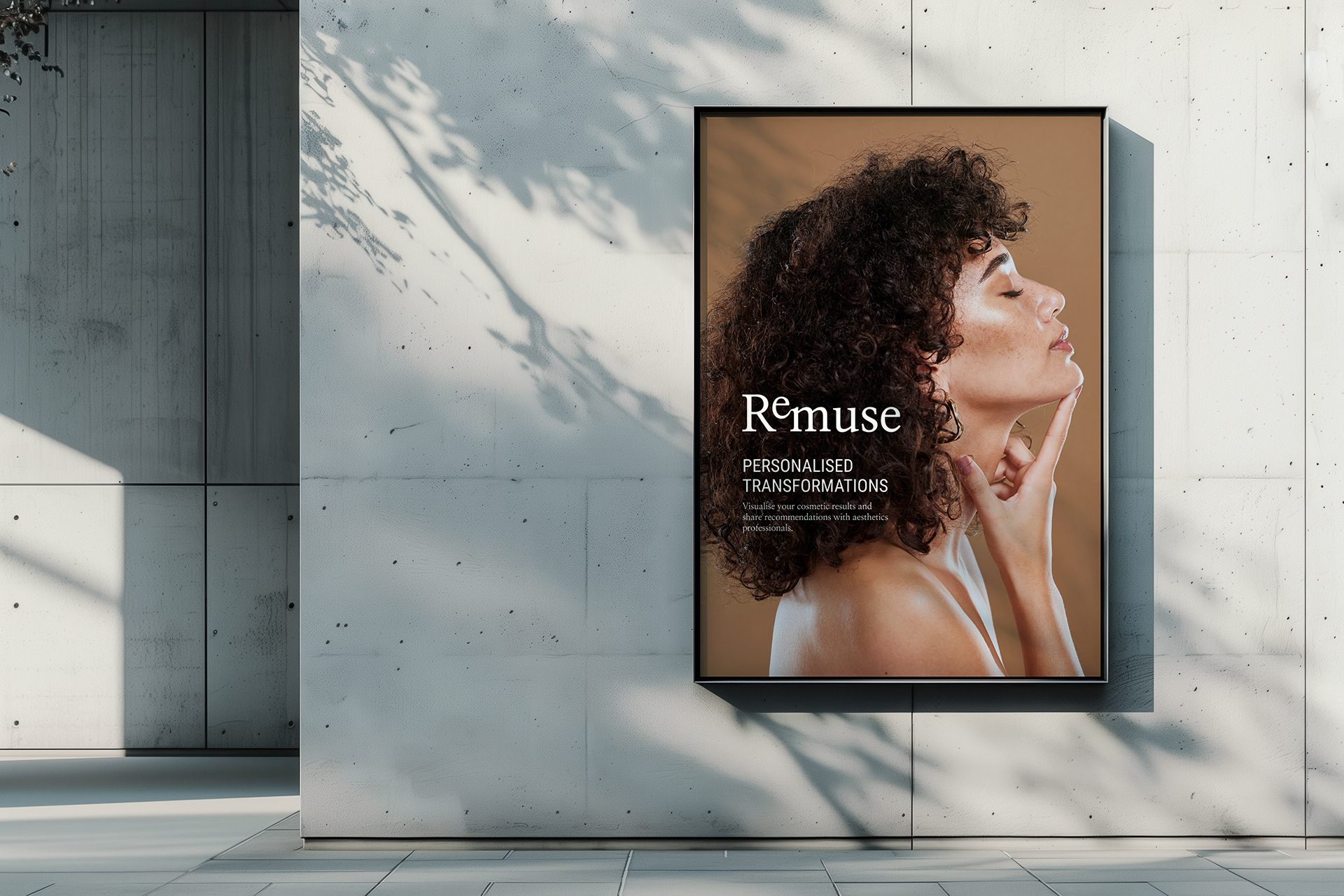 a portrait ReMuse billboard poster on a concrete building