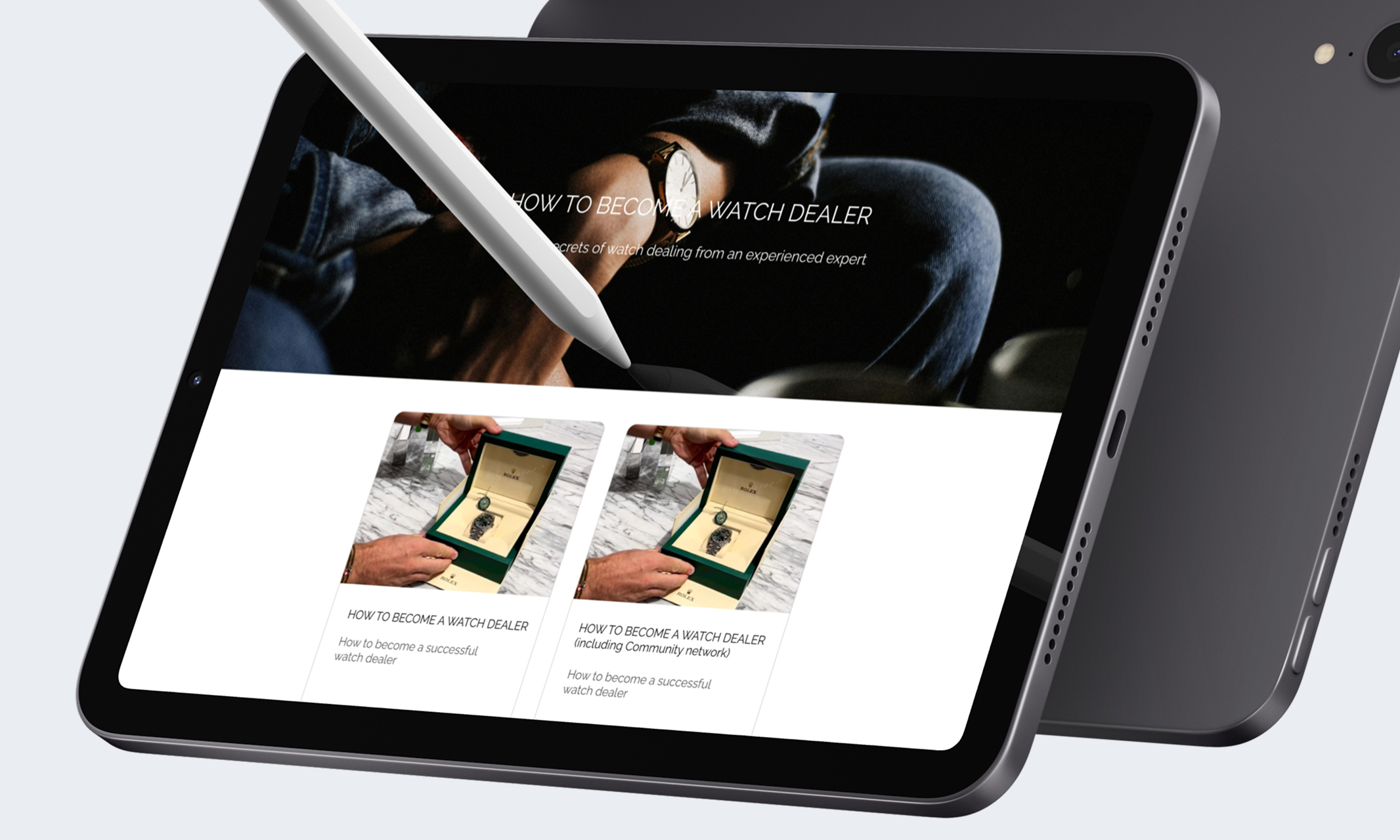 Ipad showing the willliam reid watches academy course