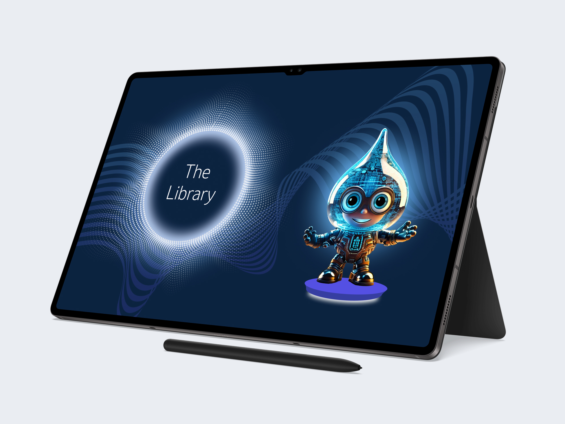 Ipad showing the intro screen to an animated video