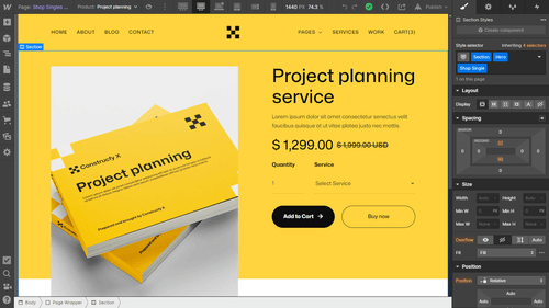 Ecommerce Page - Construcfy X Webflow Template