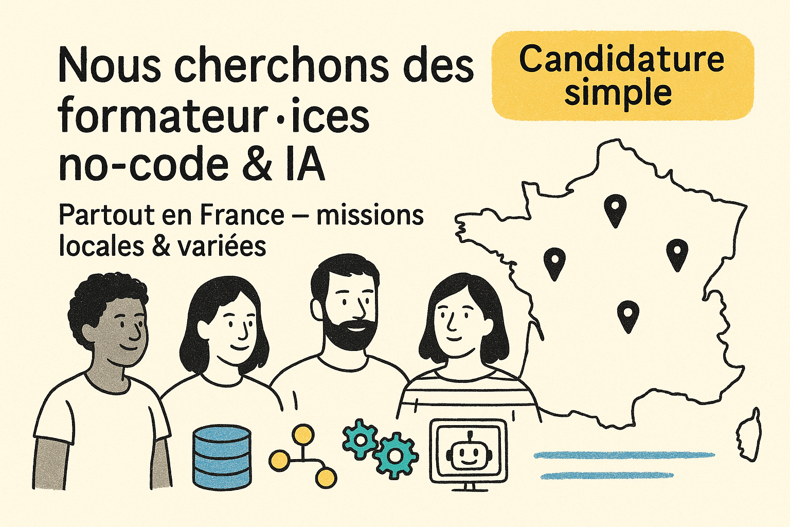 Contournement recrute des formateurs et formatrices en no-code et IA générative partout en France