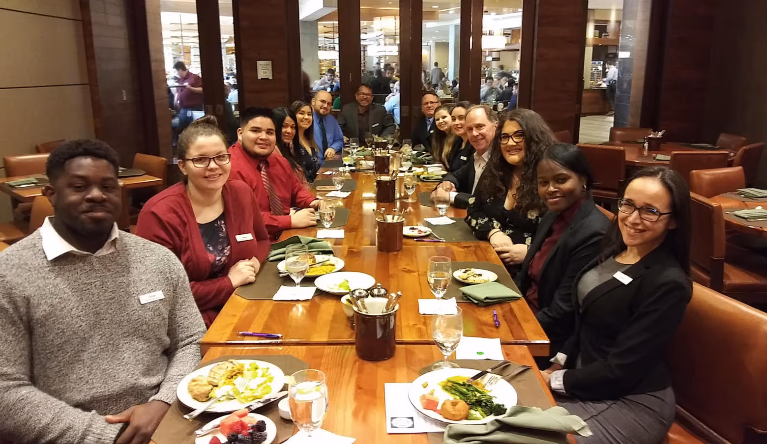 team members at a lunch