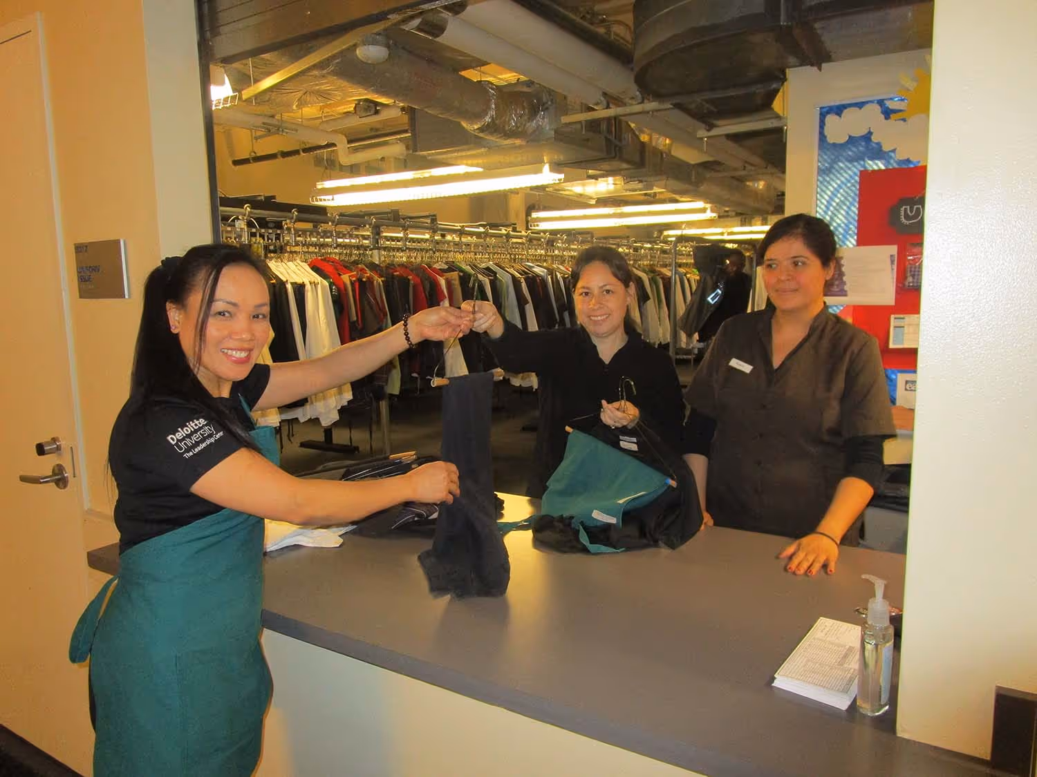 girl turning in her items