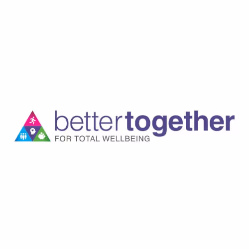 Better Together logo with a colorful triangle icon representing wellbeing elements and the text 'better together for total wellbeing'.