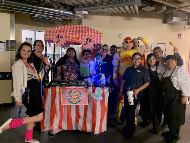 A team working on a table