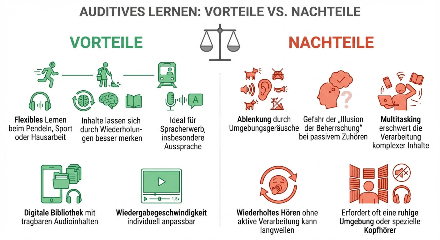 Vorteile und Nachteile des auditiven Lernens im Vergleich