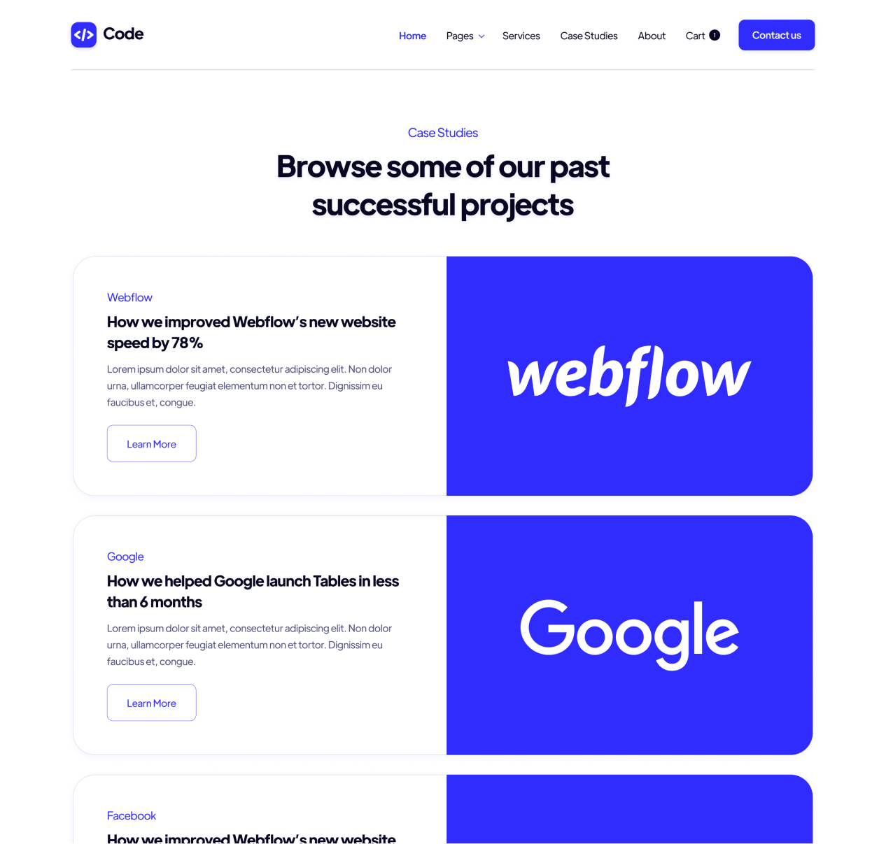 Code - Case Studies page - Development Agency Webflow Template