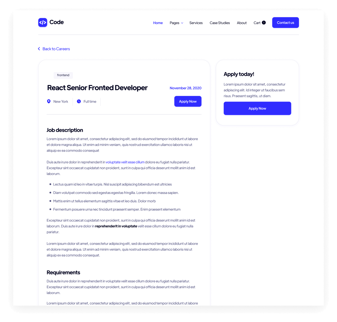 Code - Careers Single page - Development Agency Webflow Template