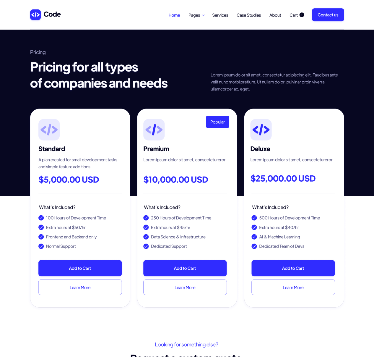 Code - Packages page - Development Agency Webflow Template