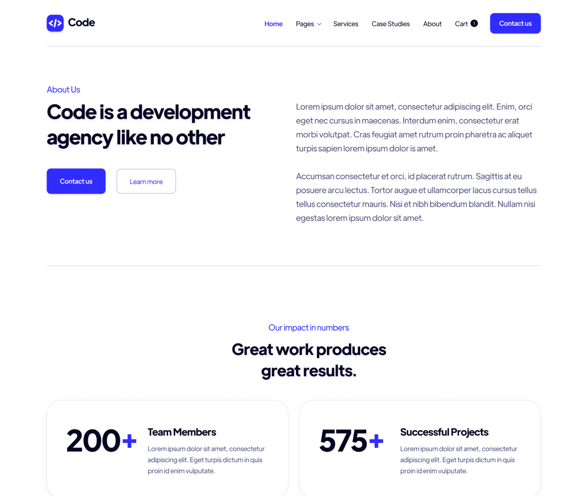 Code - About Us page - Development Agency Webflow Template