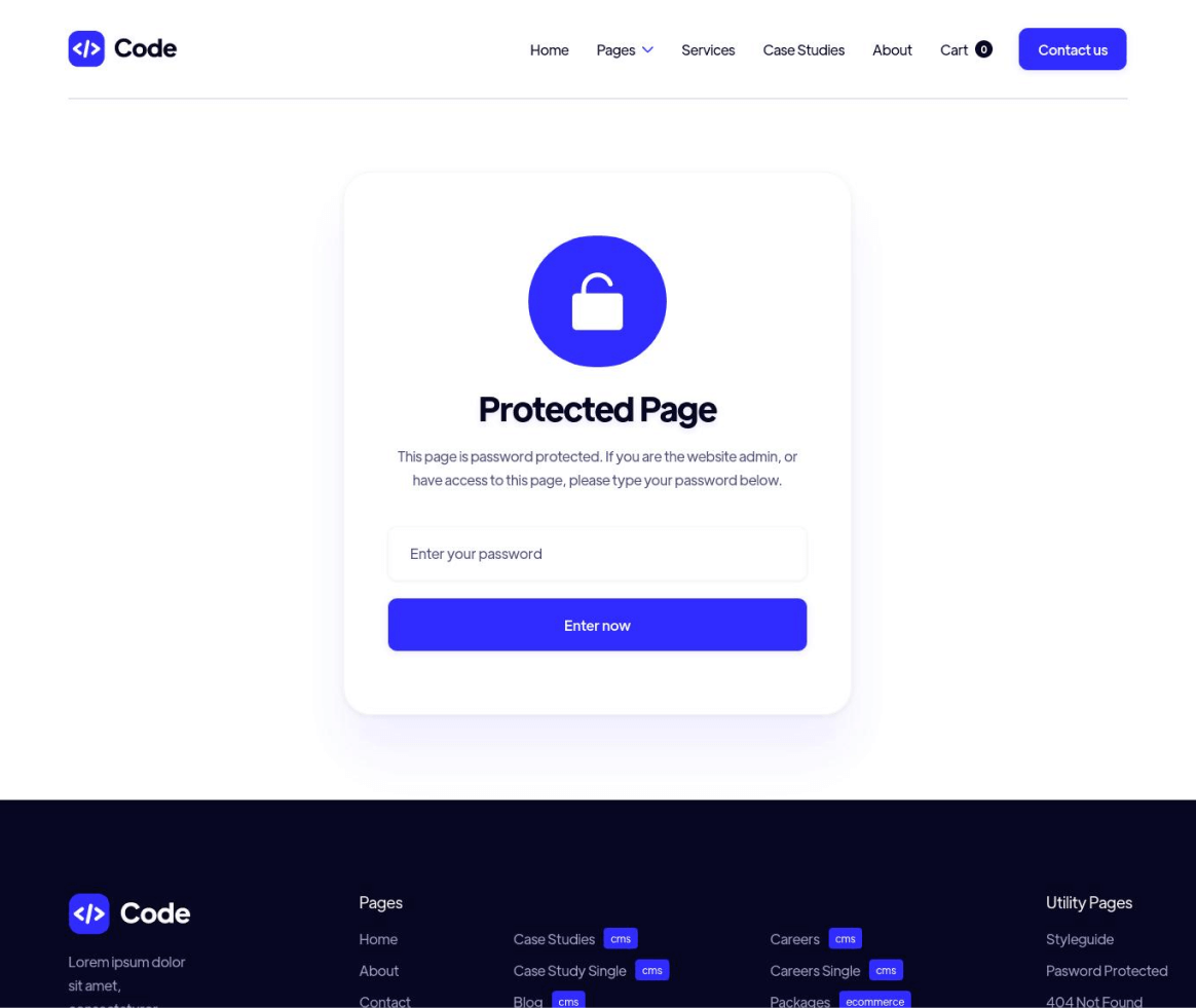 Code - Password Protected page - Development Agency Webflow Template