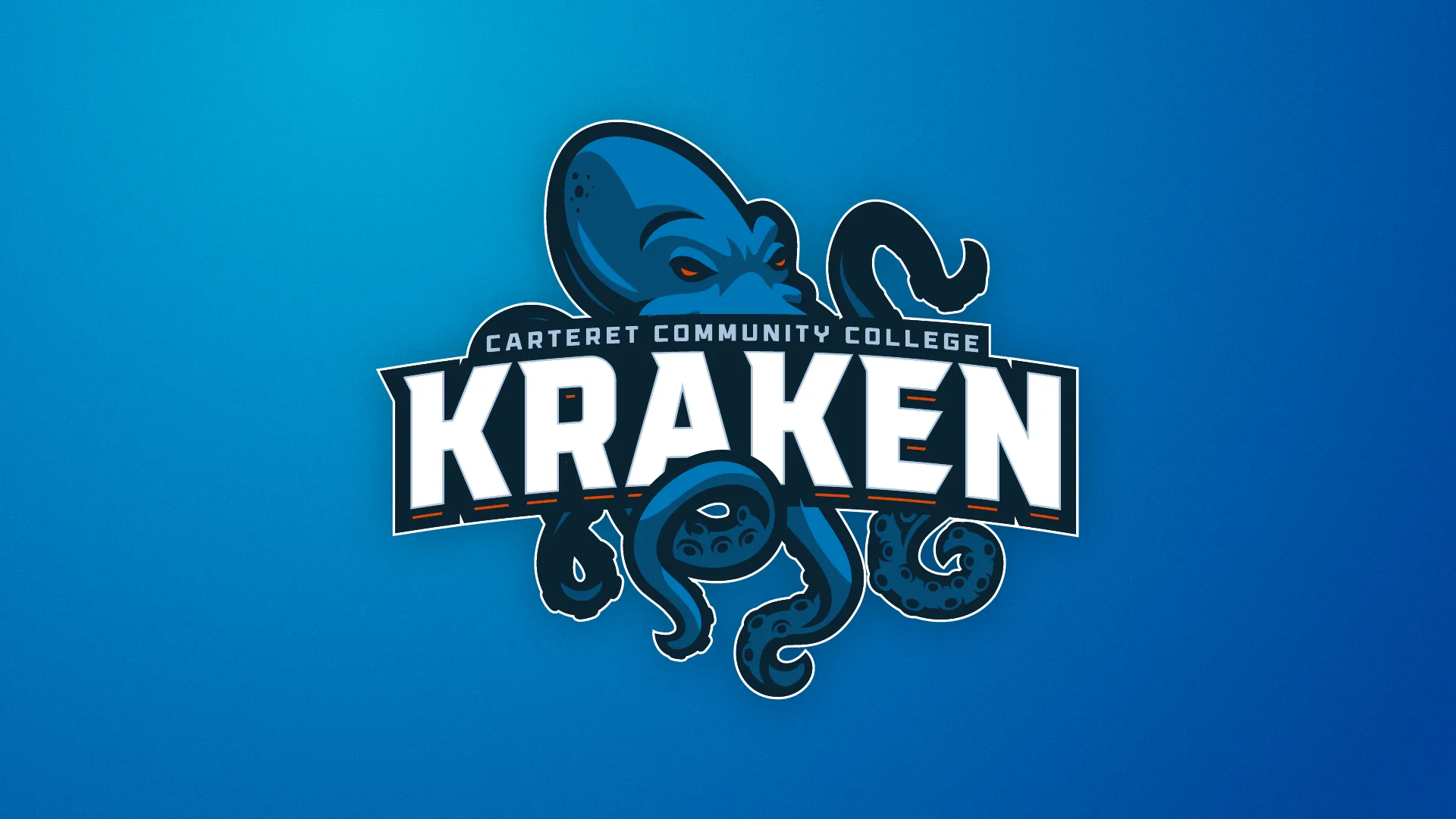 Carteret Community College Kraken athletics logo design for new sports teams and school branding initiatives