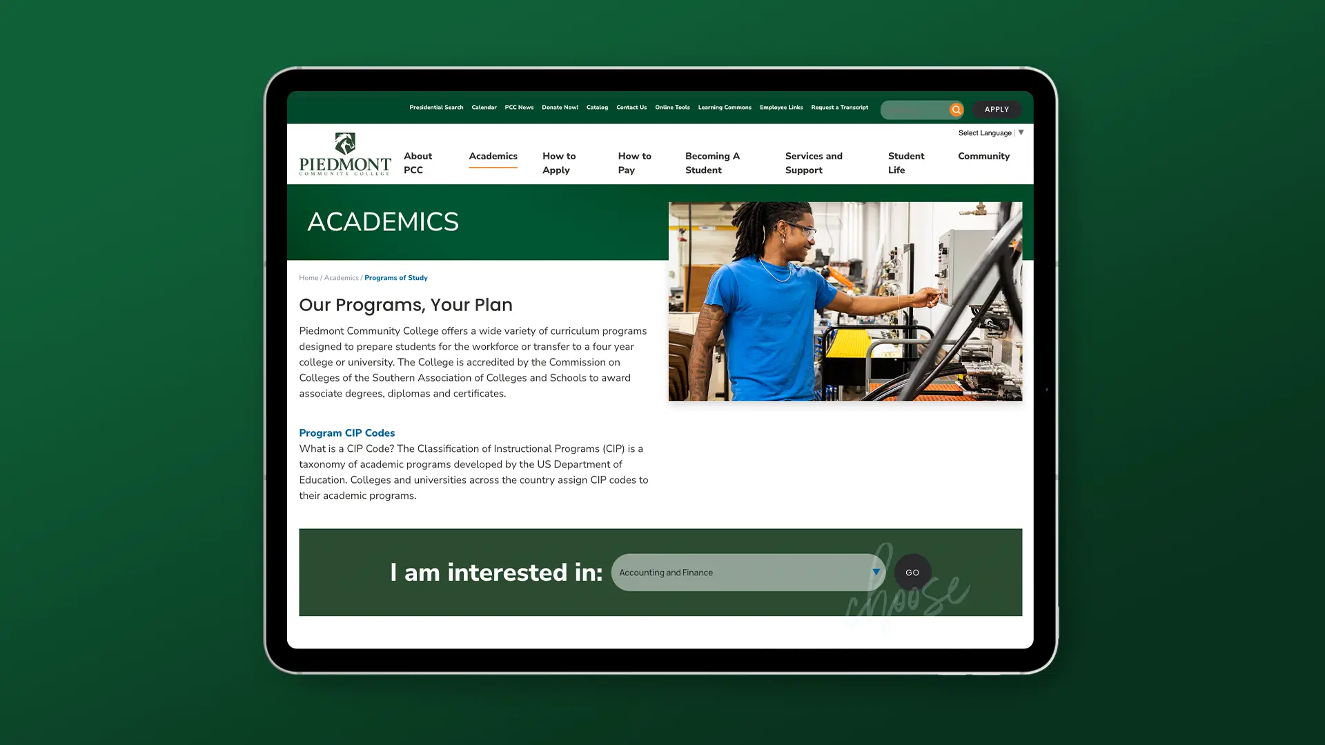 Piedmont Community College Website Design