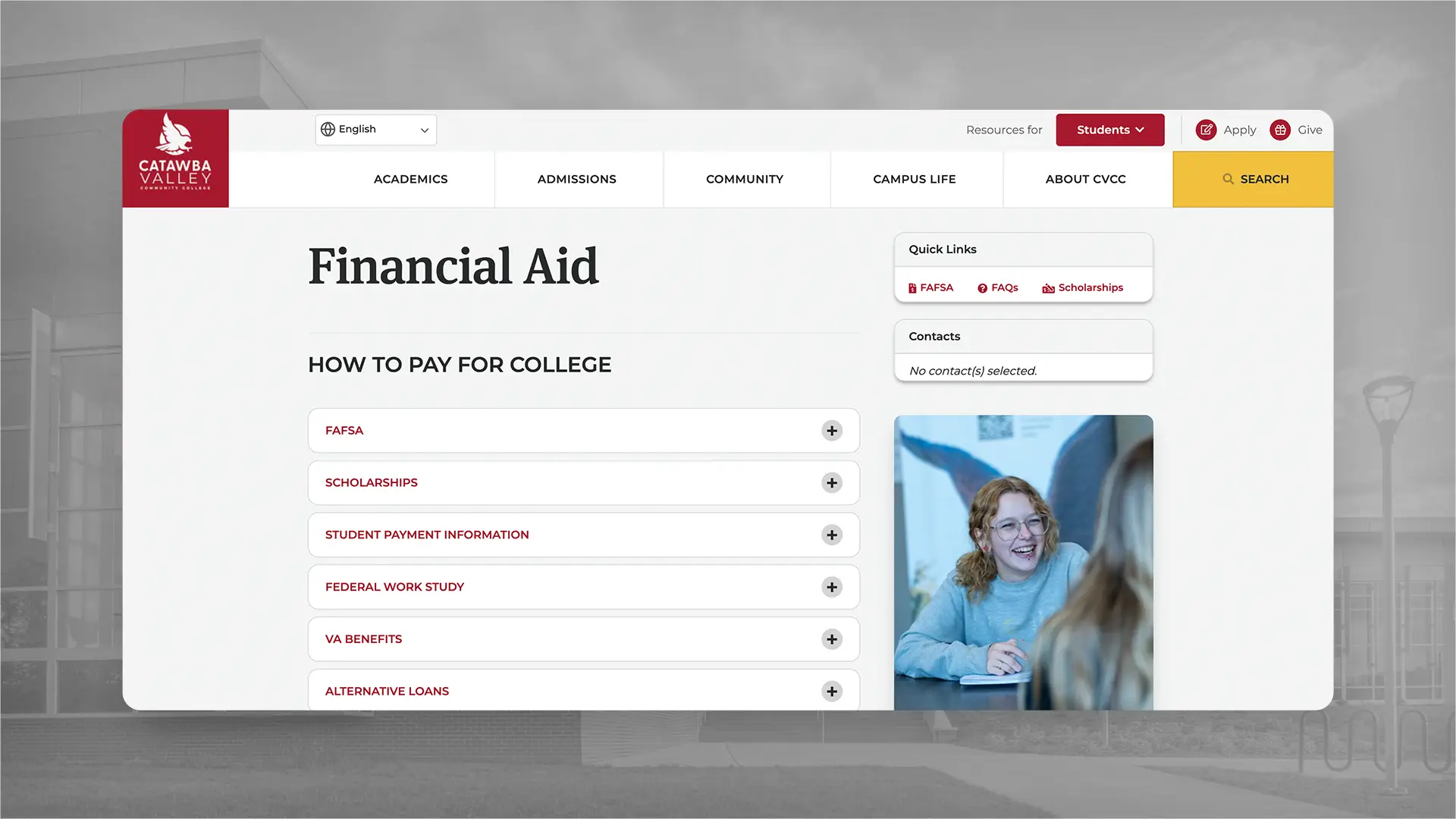 college admissions website design
