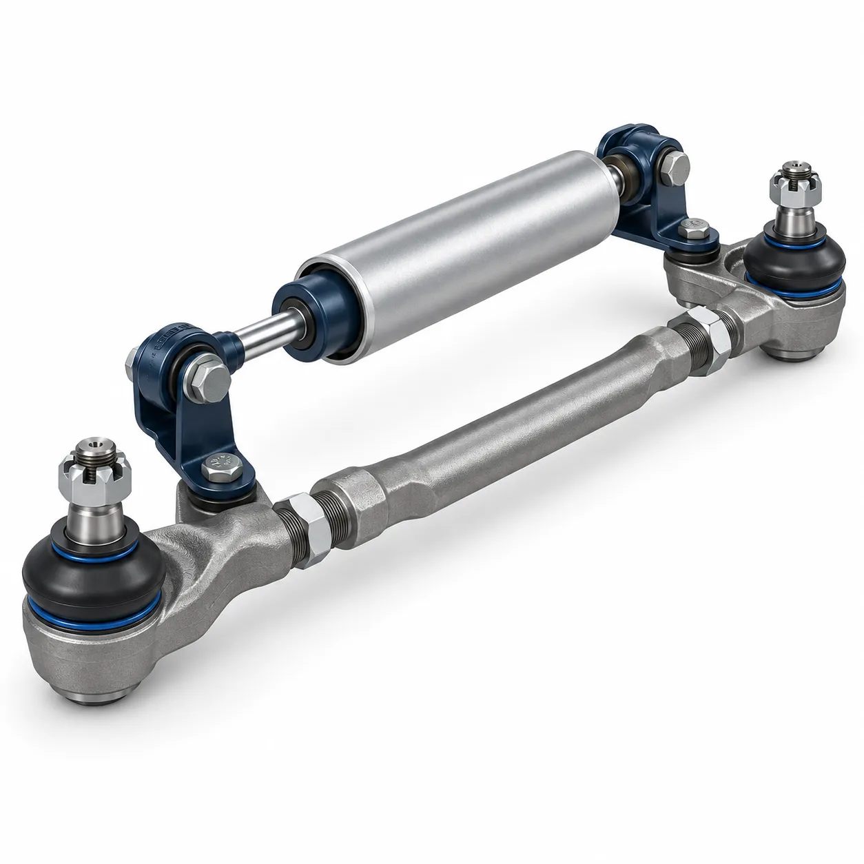 Illustration of a steering tie rod and shock absorber