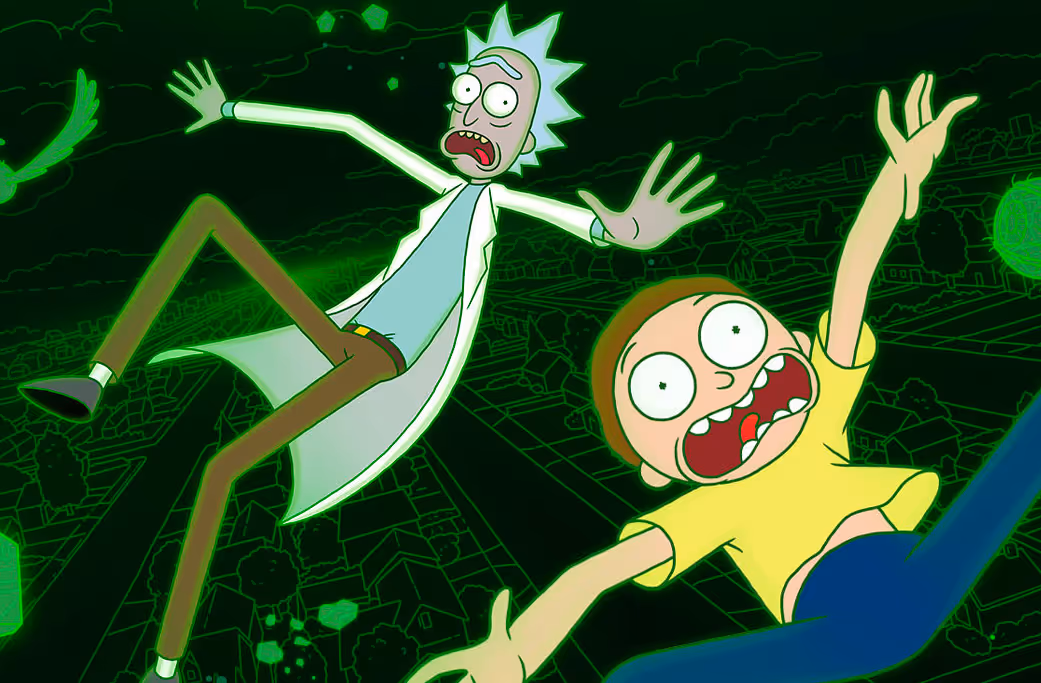 Rick and Morty falling through time