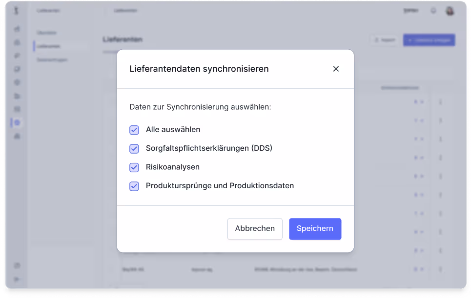 Übersicht der Aufgaben für 2024 zur Emissionsdatenerfassung in Kategorien wie Logistik und Strom, mit Statusupdates und der Möglichkeit, Vorlagen herunterzuladen oder Dateien via Drag & Drop hochzuladen.