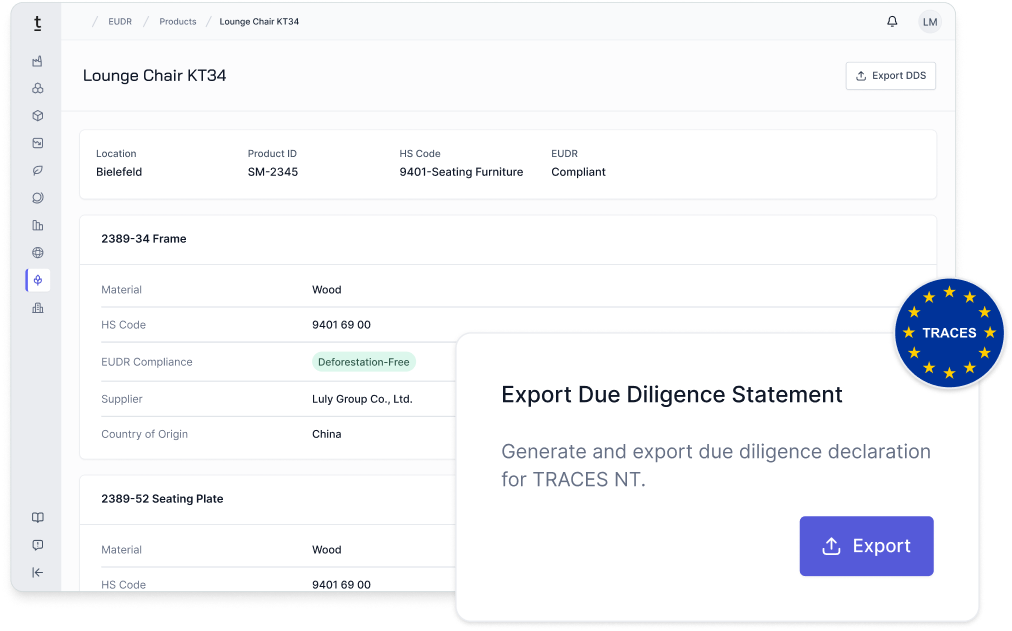 Produkt Screenshots der Tanso CO2 Bilanzierungssoftware auf dem exportierbare CO2 Berichtserstattungen zu sehen sind.