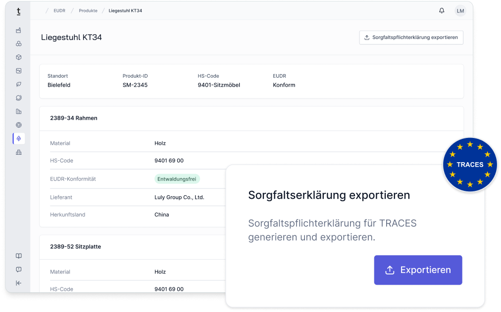 Produkt Screenshots der Tanso CO2 Bilanzierungssoftware auf dem exportierbare CO2 Berichtserstattungen zu sehen sind.