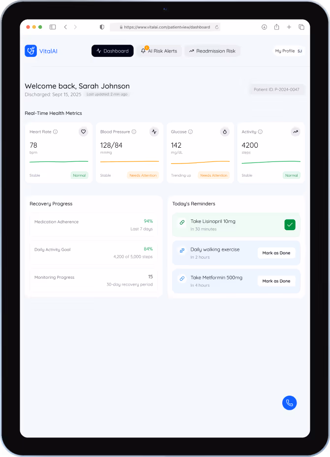 VitalAI — healthcare app interface