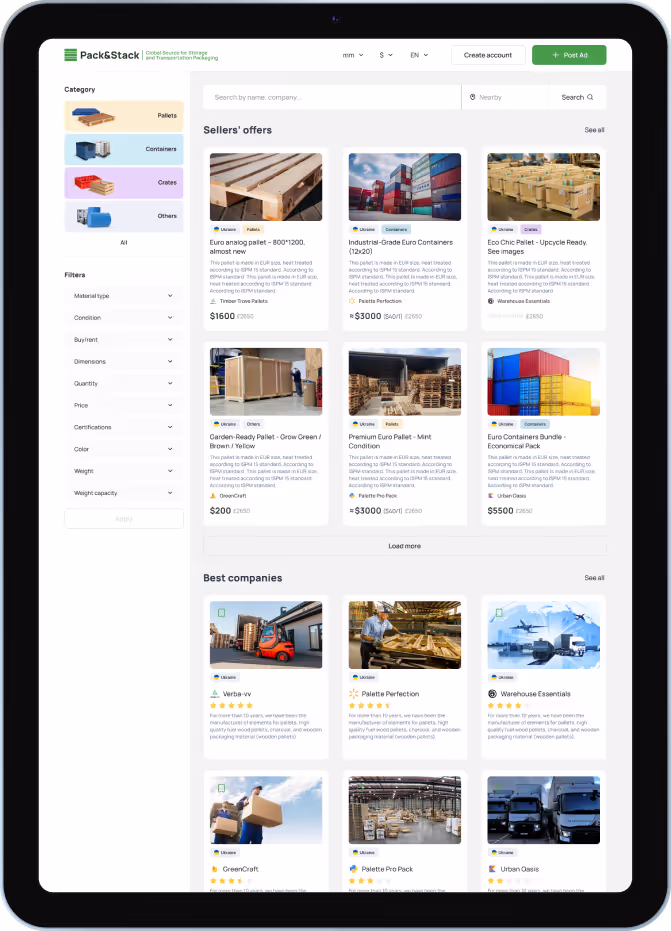 Pack&Stack — fintech platform interface