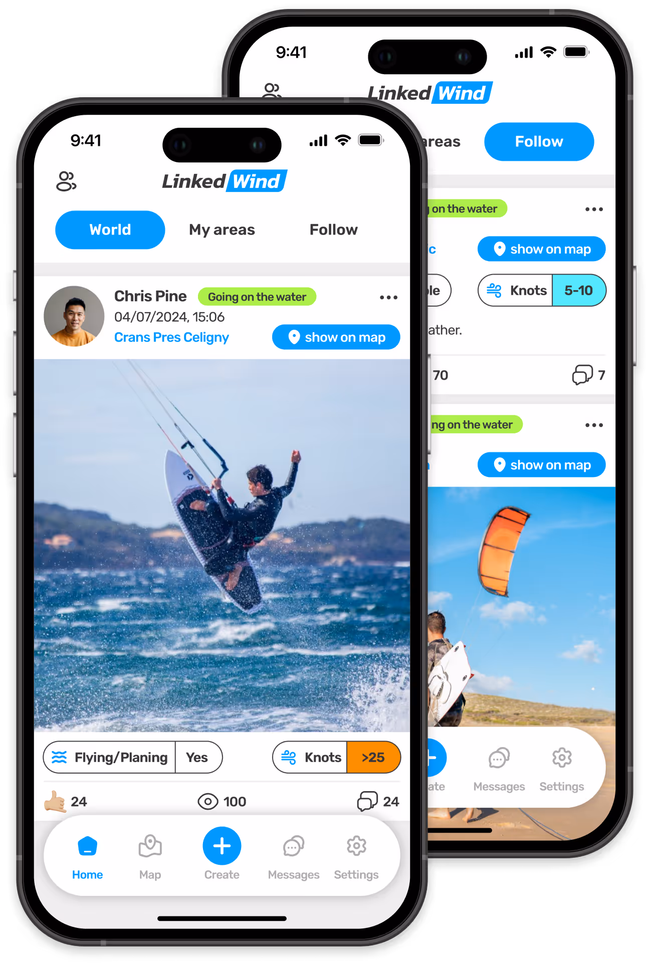 LinkedWind — mobile app interface