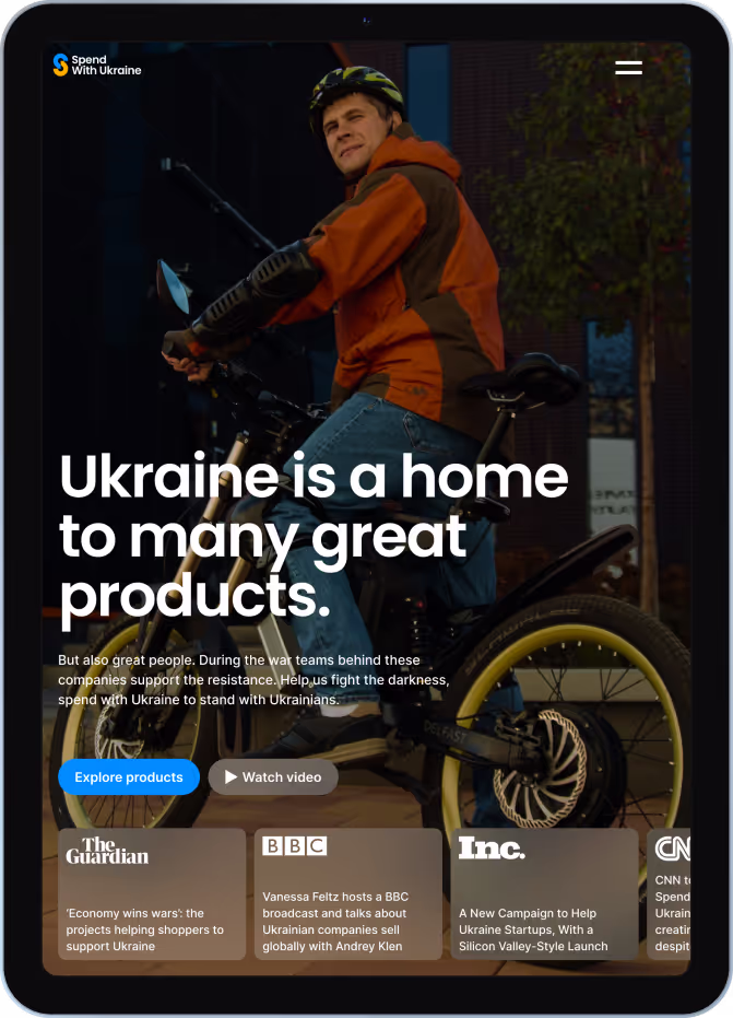 Spend With Ukraine — web platform interface