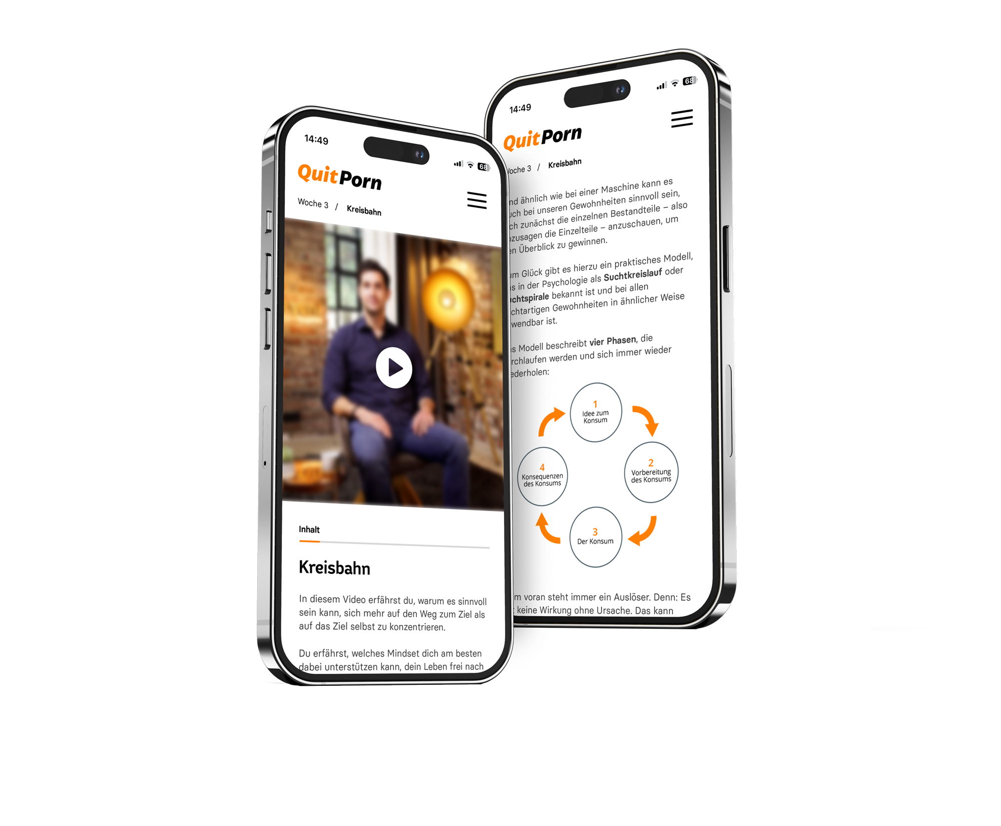 Kursansicht auf Smartphone