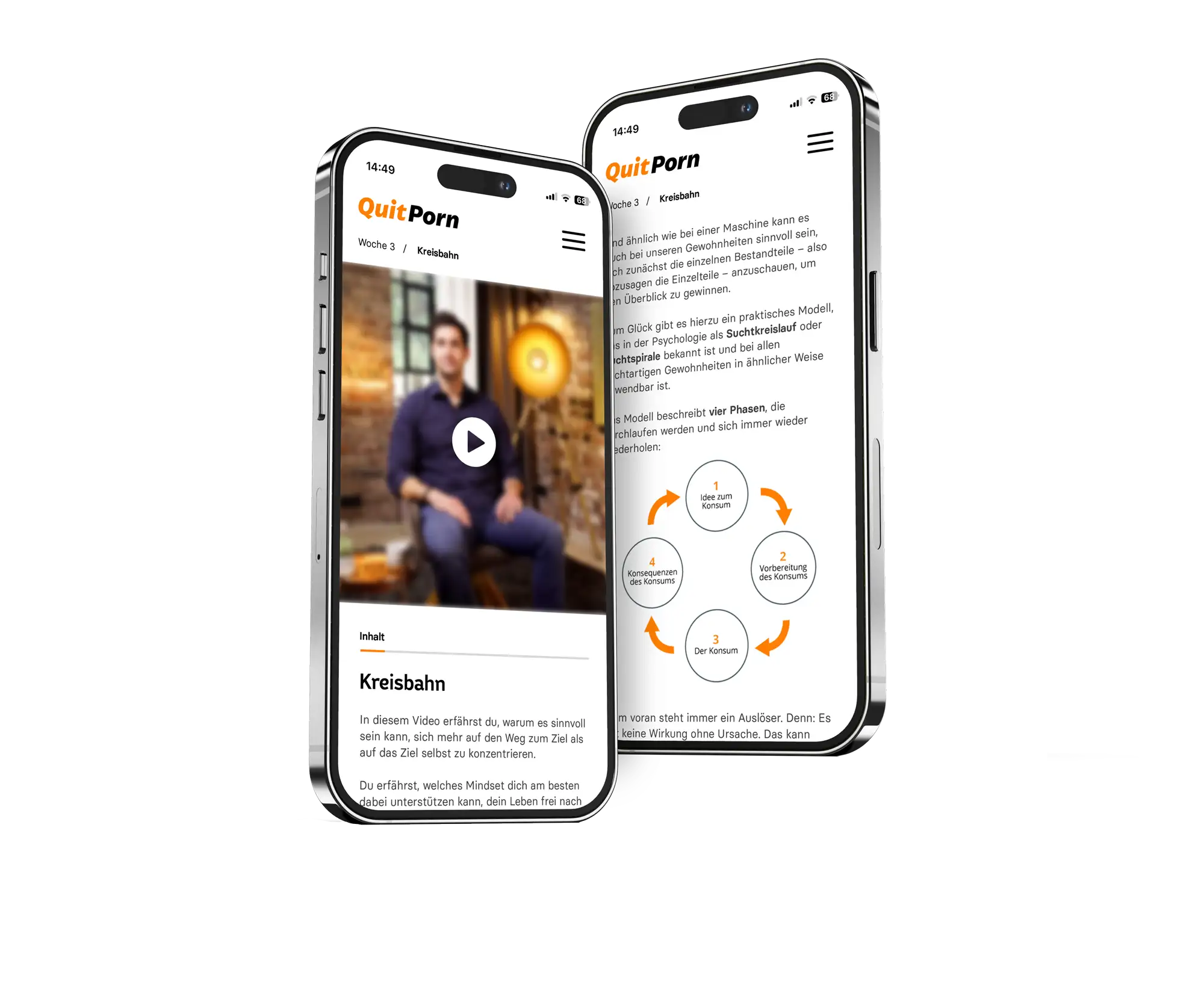 Kursansicht auf Smartphone