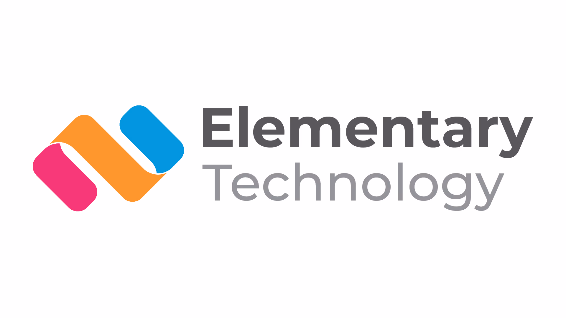 Logo with colorful abstract shapes next to bold text reading Elementary Technology.