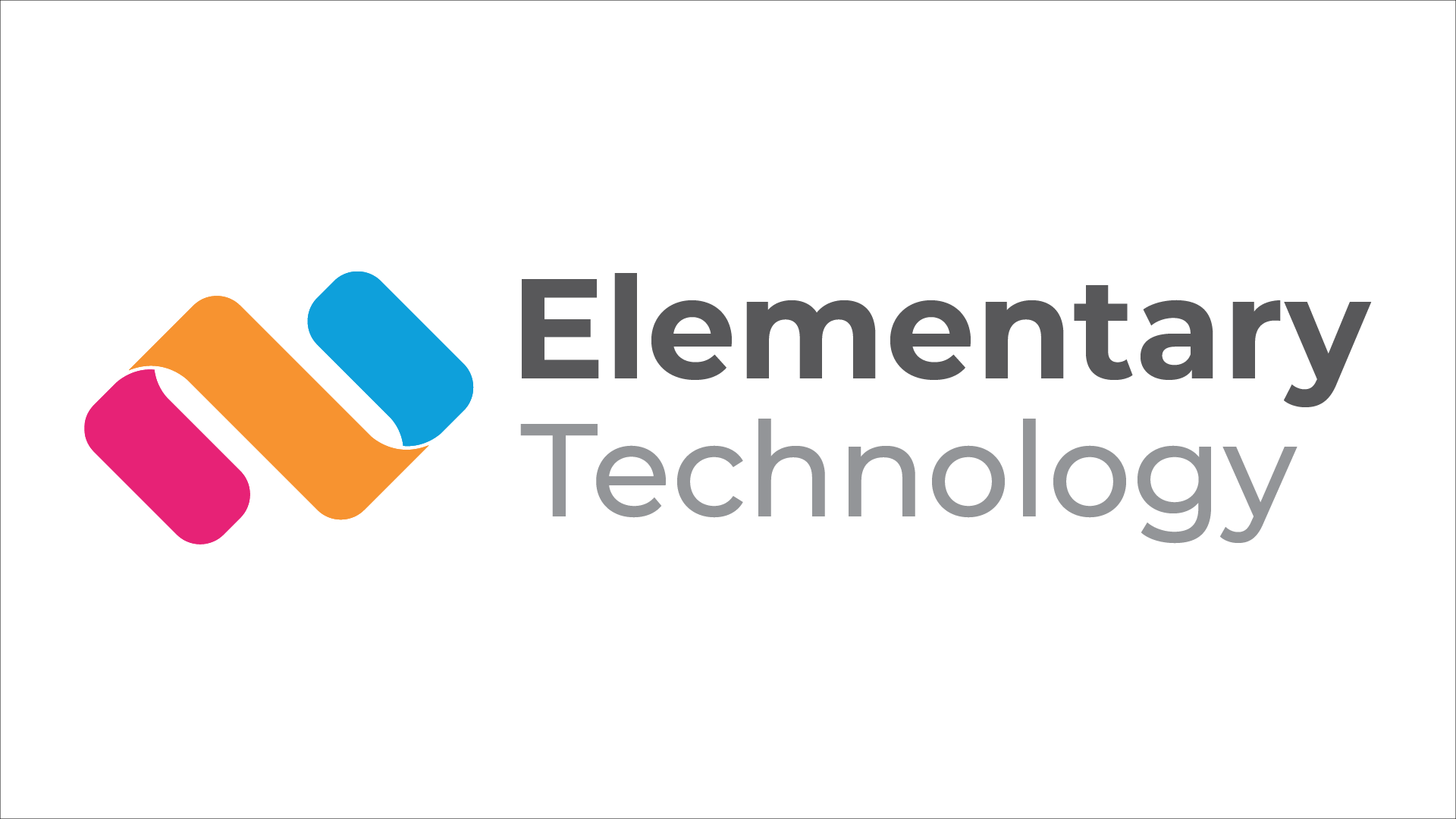 Logo with colorful abstract shapes next to bold text reading Elementary Technology.