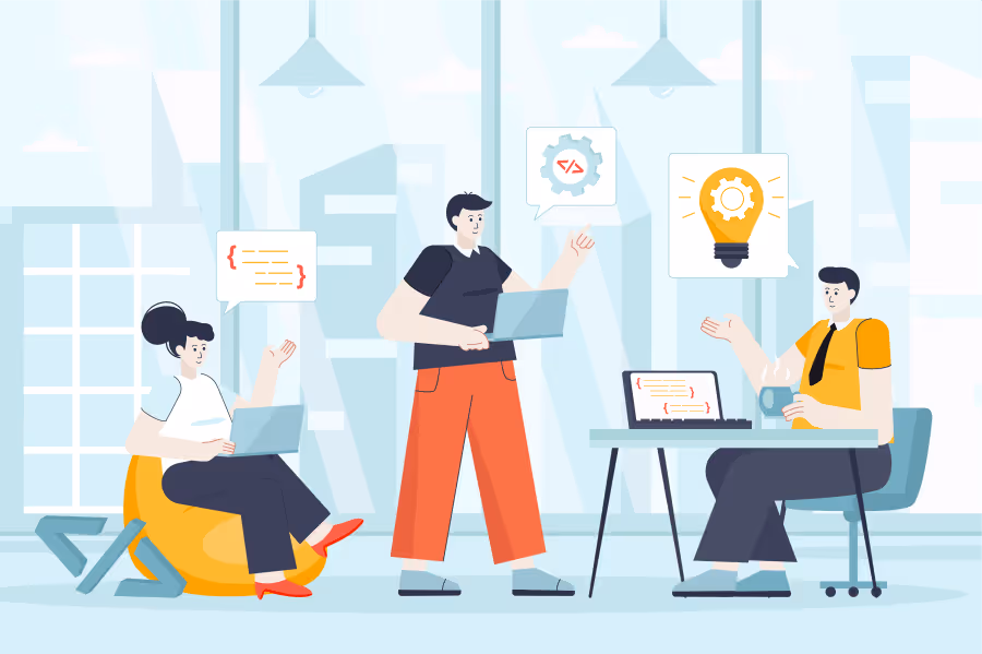 A team working on the app