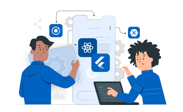 Two men working on the app