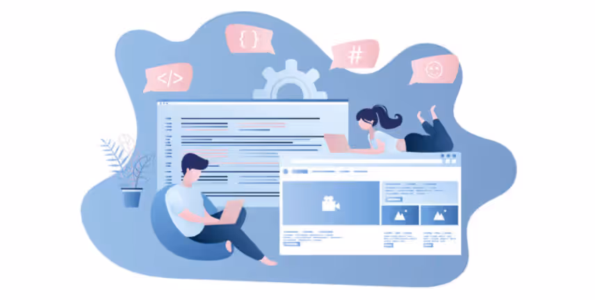 a sketch representing two developers working together