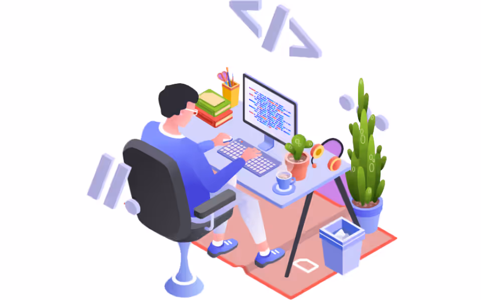 a sketch representing a web developer at work