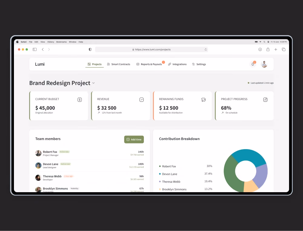 Lumi — fintech platform screenshot 1