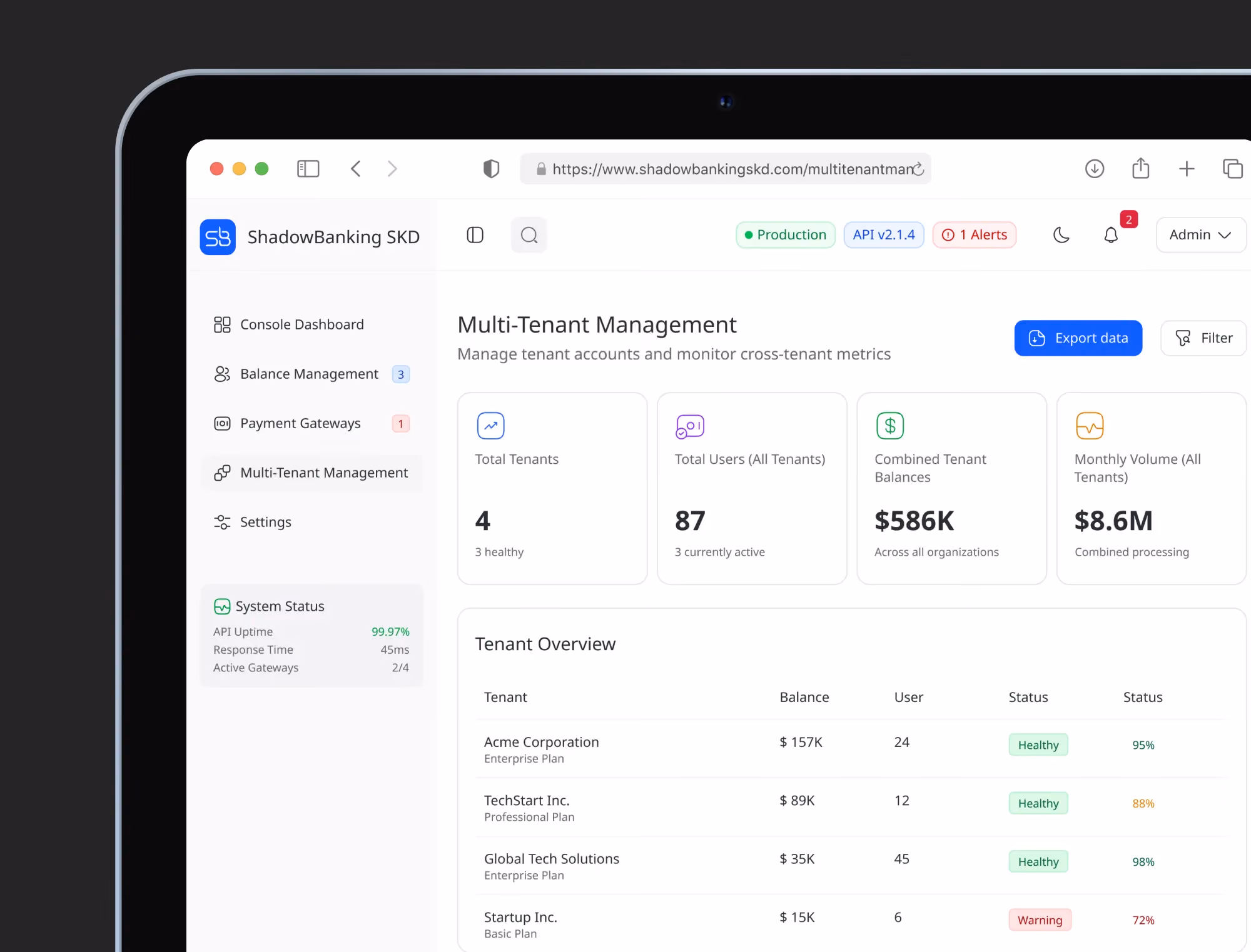 Shadowbanking — fintech platform screenshot 4