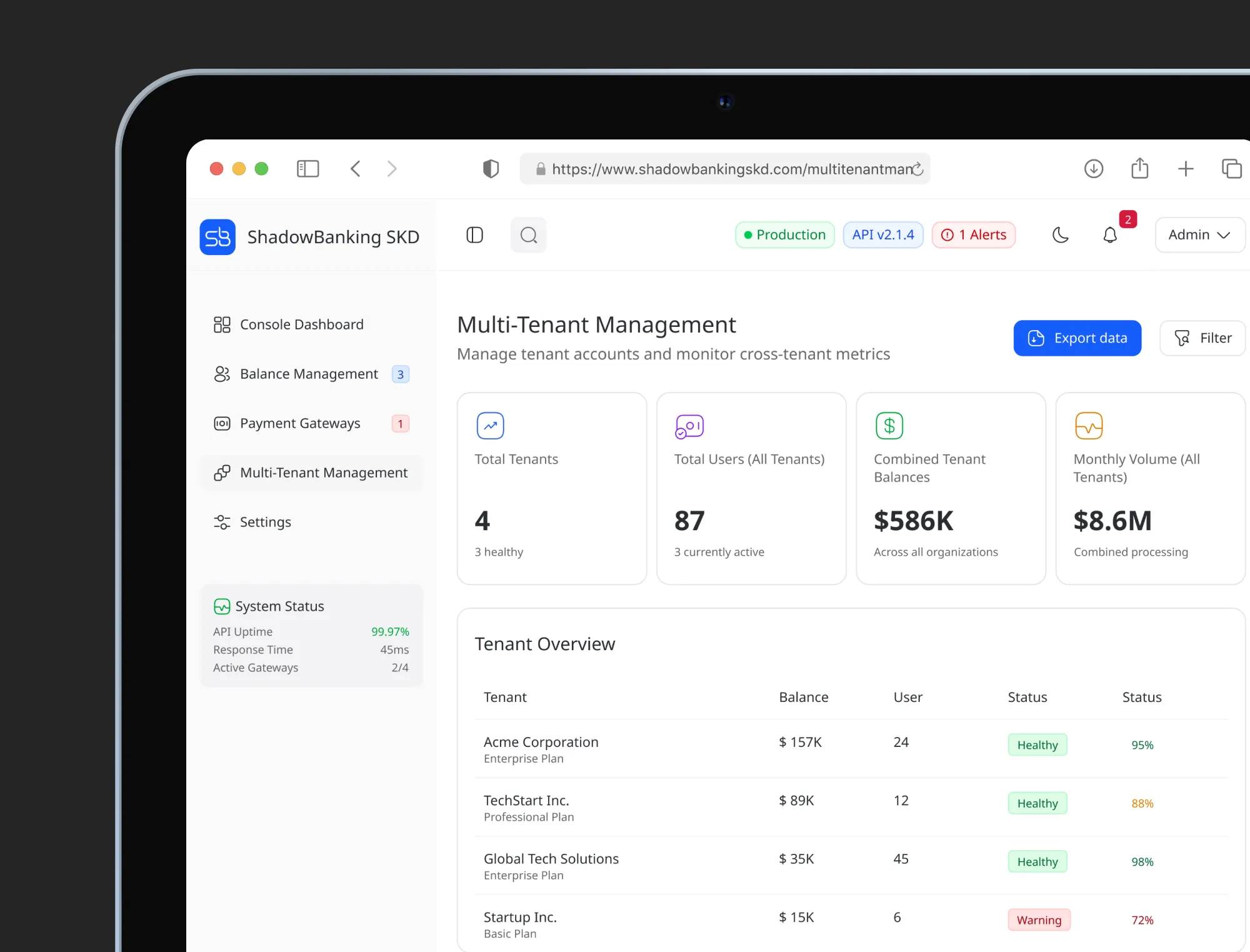 Shadowbanking — fintech platform screenshot 4