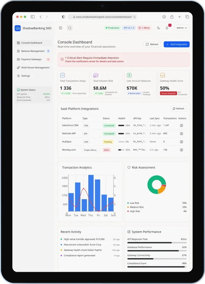Shadowbanking — fintech platform interface