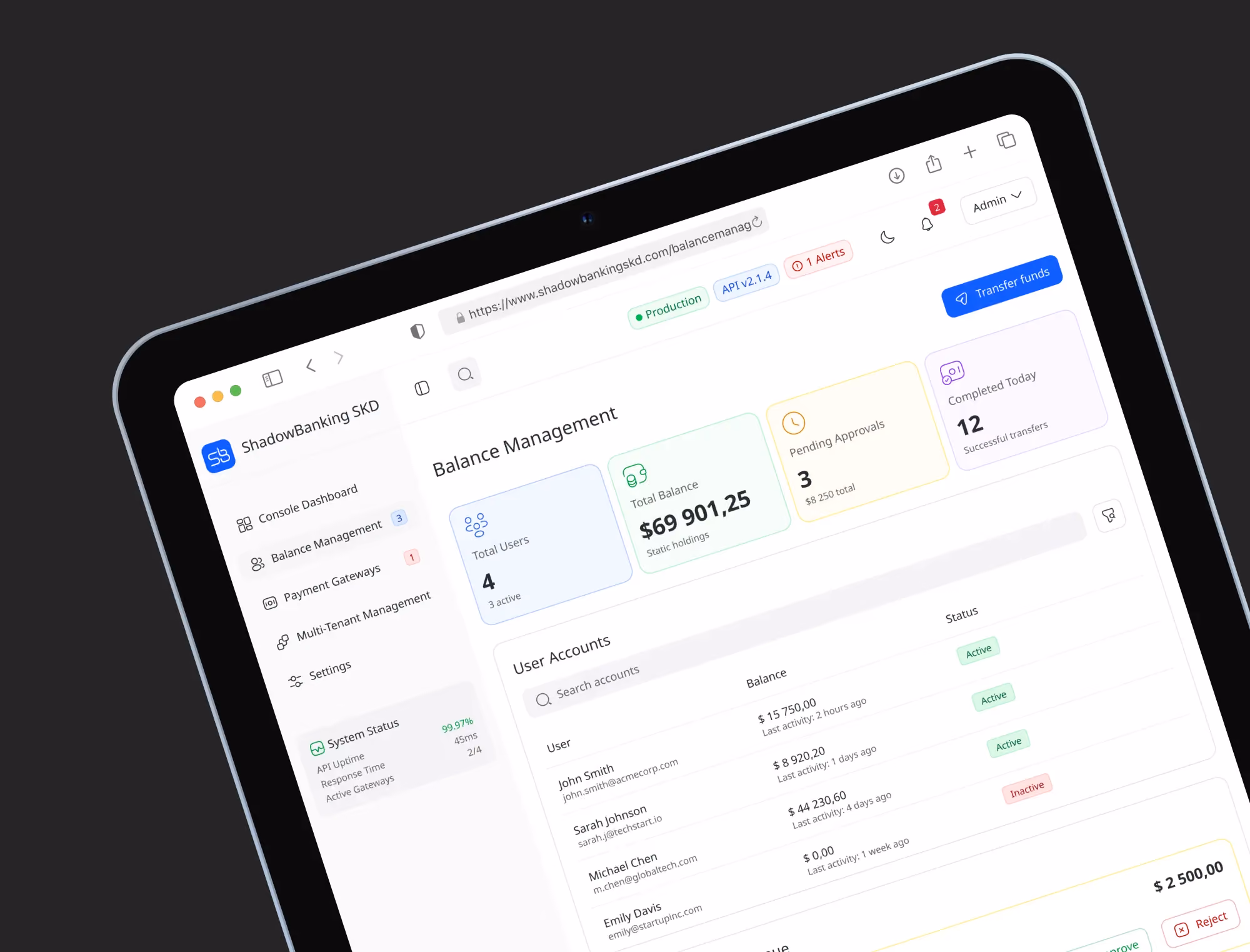 Shadowbanking — fintech platform screenshot 2