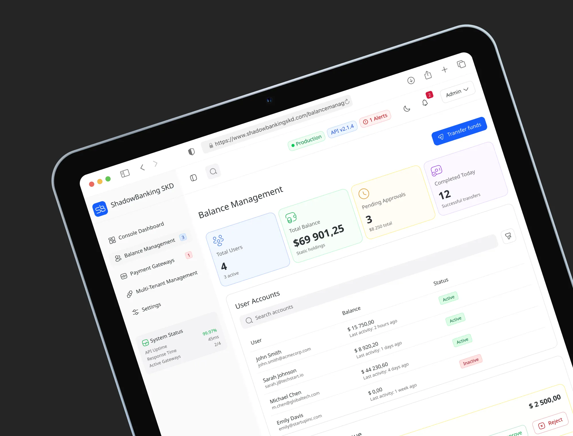 Shadowbanking — fintech platform screenshot 2