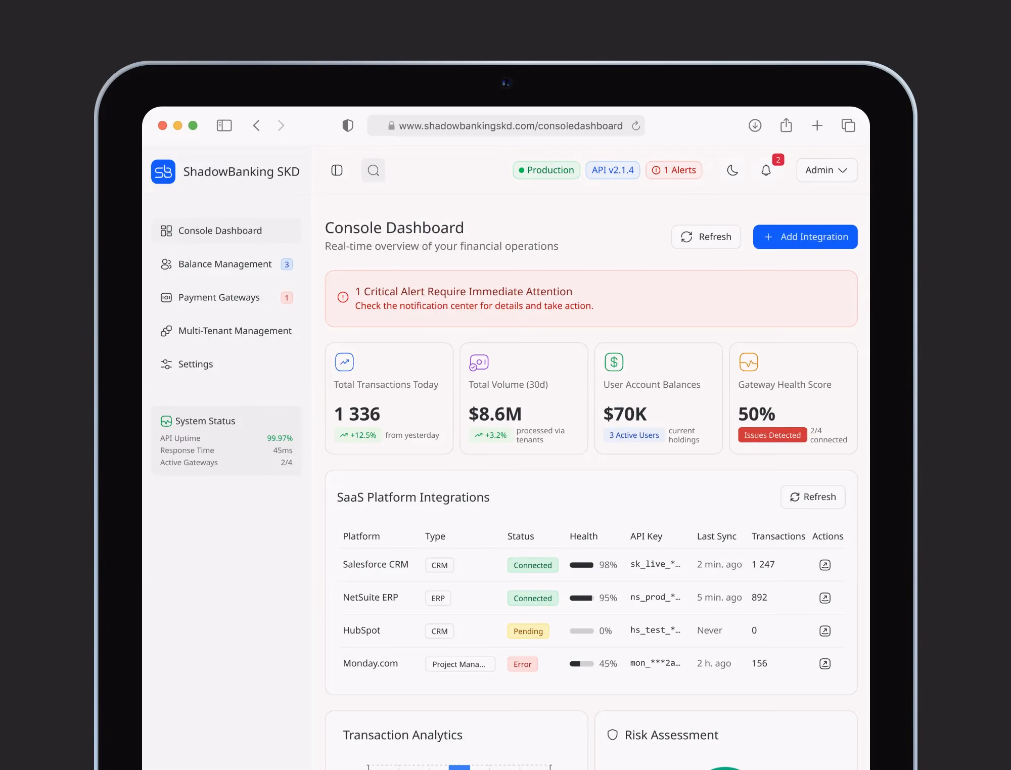 Shadowbanking — fintech platform screenshot 1