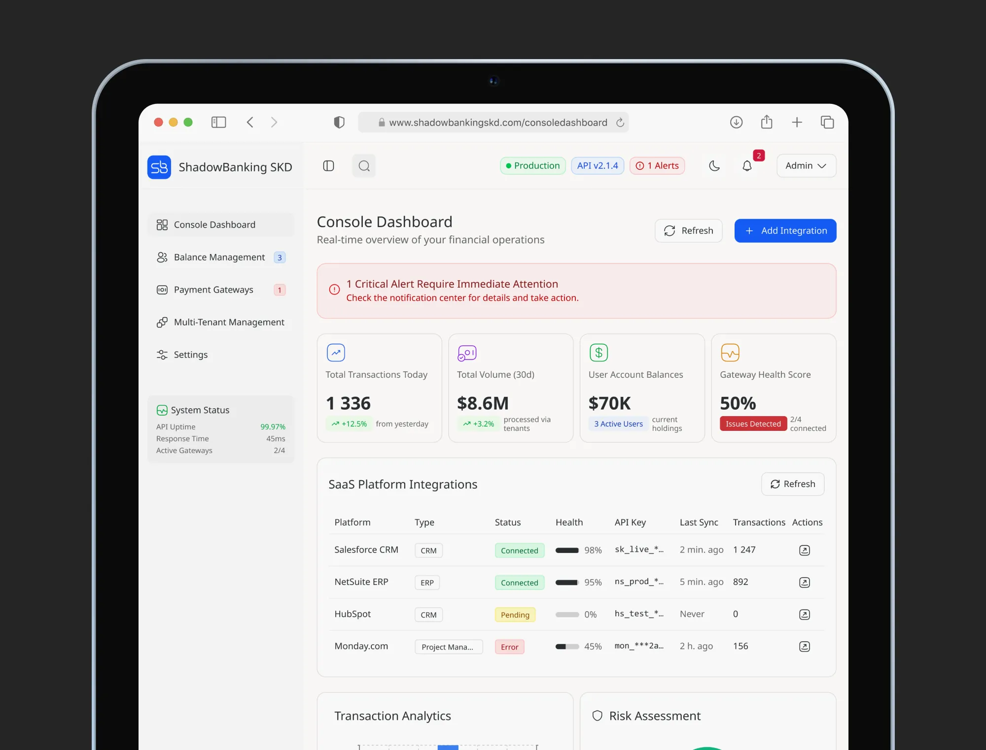 Shadowbanking — fintech platform screenshot 1