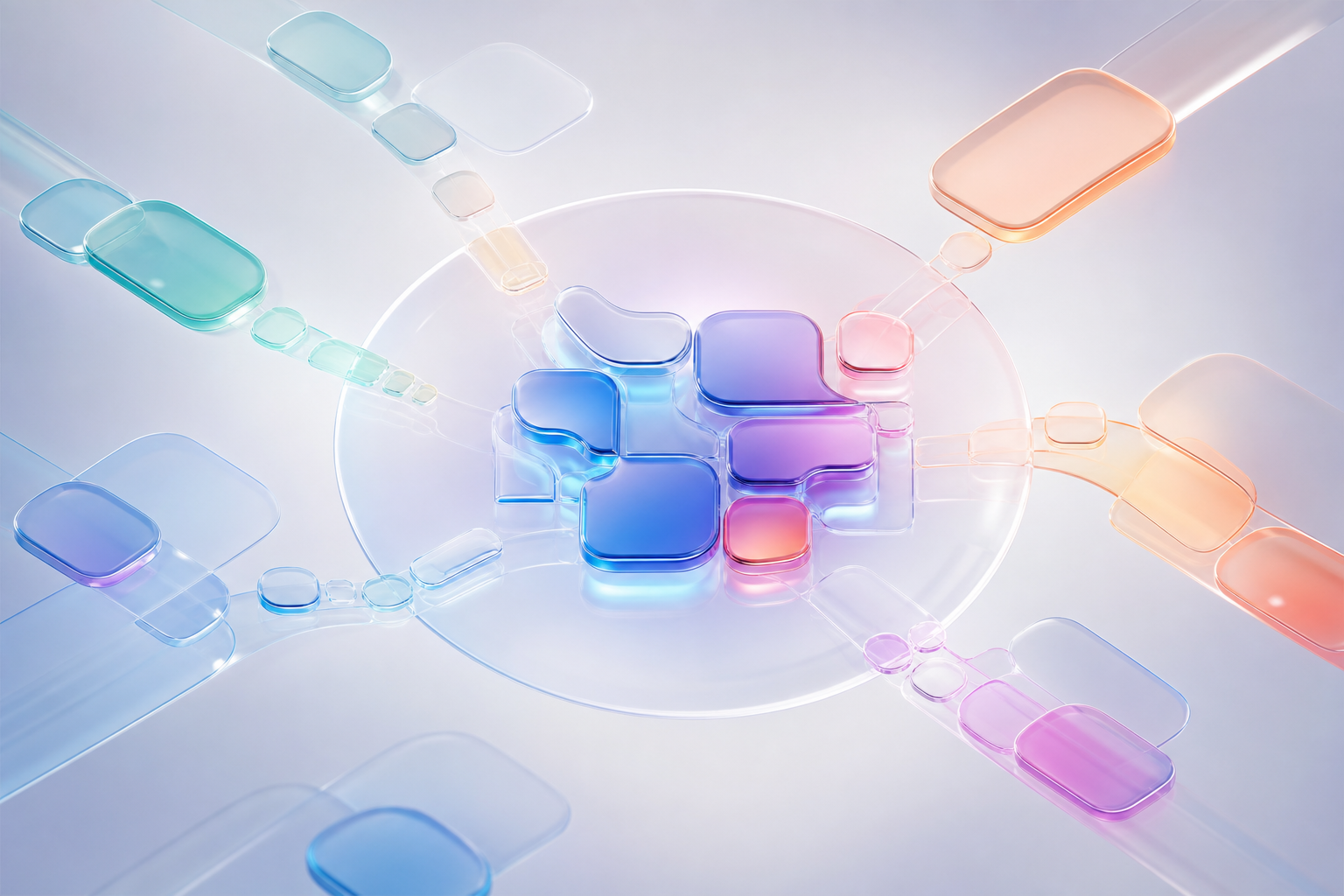 Conceptual illustration of an outsourcing partner as a flexible flowing external module cluster