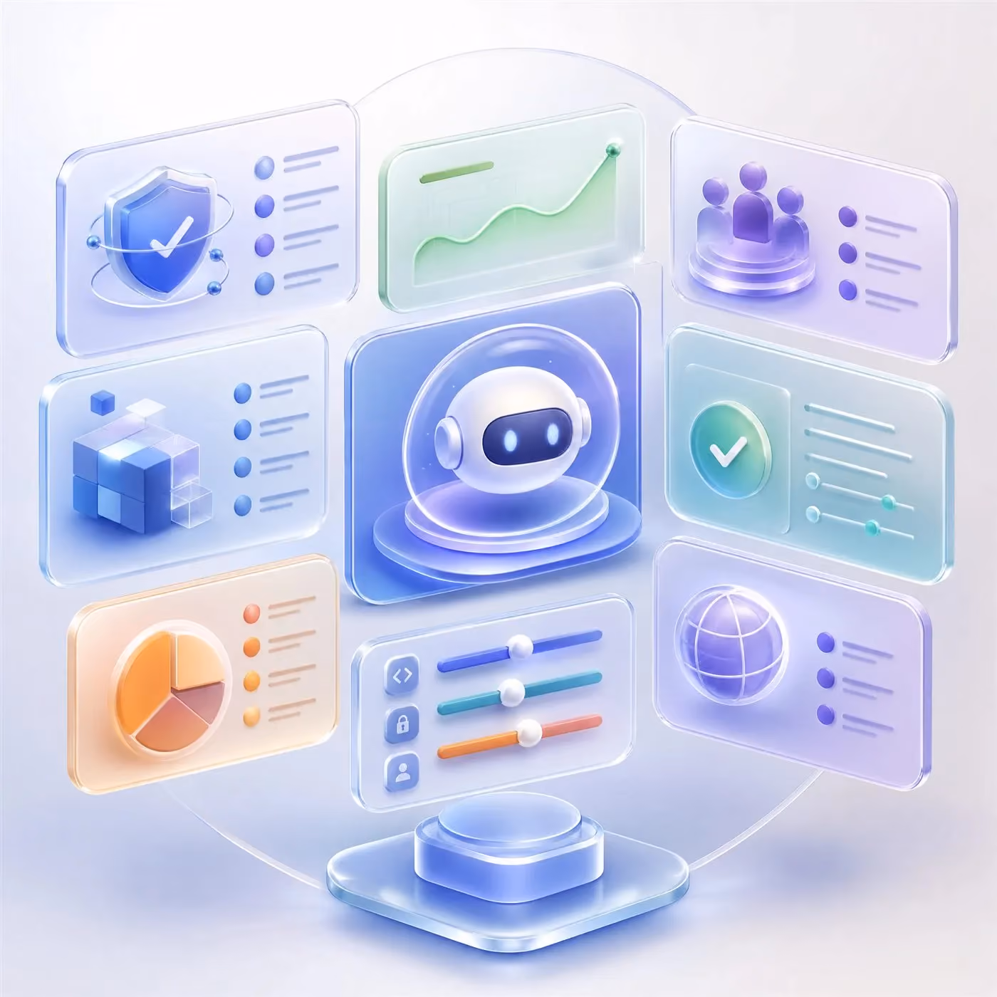 Square conceptual dashboard illustration of vendor evaluation criteria