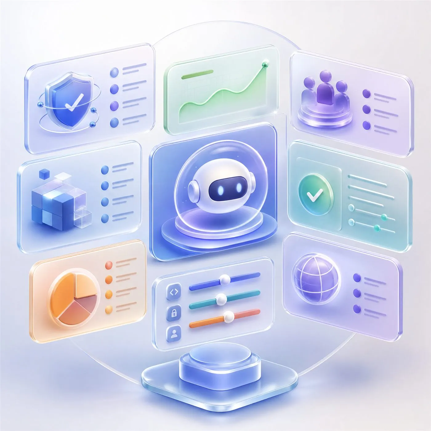 Square conceptual dashboard illustration of vendor evaluation criteria