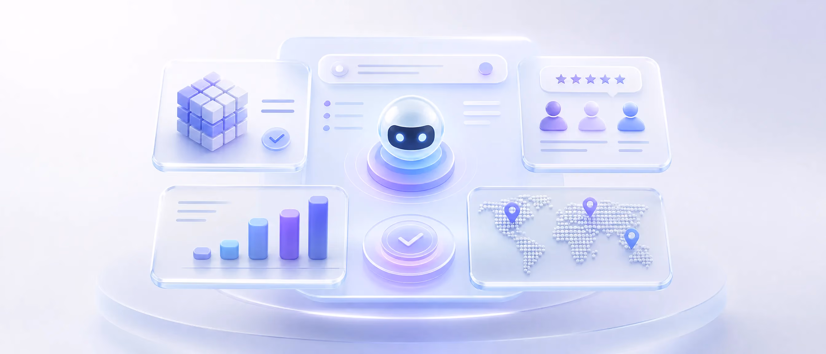 Conceptual dashboard illustration of vendor evaluation criteria for AI agent development companies